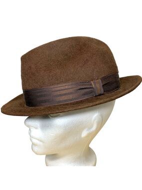 Vintage 60-70 Biltmore LLama Brown Fedora Hat Men 7 1/8 Wool Fur Classic Hipster